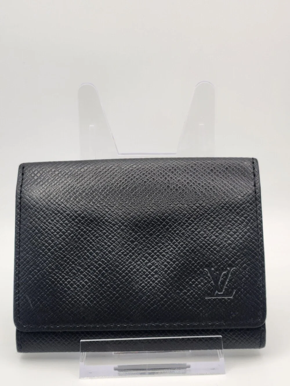 Louis Vuitton Black Taiga Leather Envelope Card Holder Wallet With Dustpouch